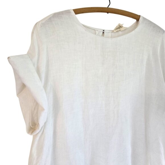 Reistor Womens White Hemp Blouse 2XL Round Neck Cap Sleeve - Picture 7 of 12